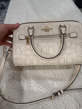 Coach Perforated Dome Satchel in Cream with Gold Hardware